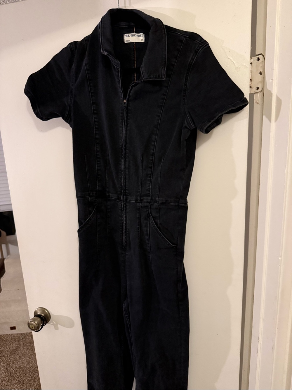 We The Free Jayce Denim Flare Jumpsuit - Size M - Picture 6 of 7